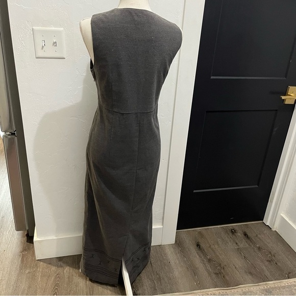 Eddie Bauer Gray Sleeveless VNeck Flannel Embroidered Maxi Dress Small - Picture 2 of 14